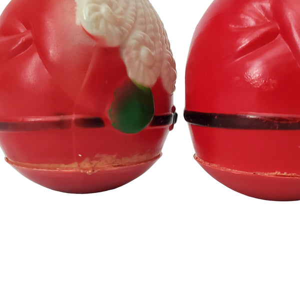 Vintage Roly Poly Plastic Weighted Chiming Santa Clauses