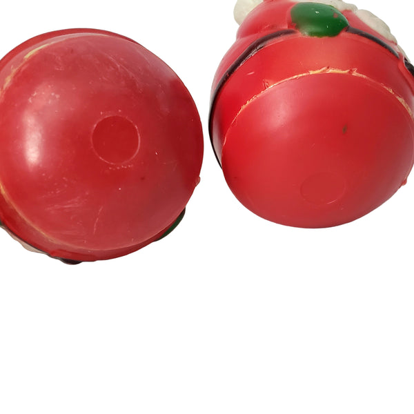 Vintage Roly Poly Plastic Weighted Chiming Santa Clauses