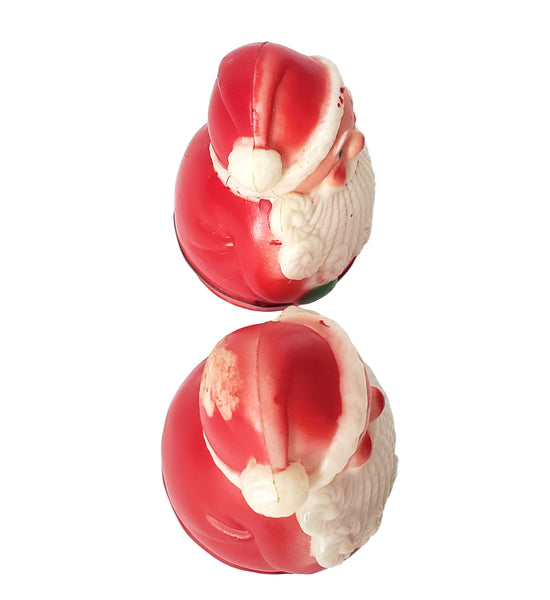 Vintage Roly Poly Plastic Weighted Chiming Santa Clauses