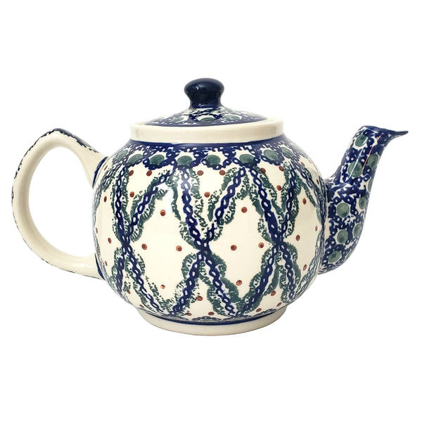 Boleslawiec Stoneware Tea Pot Hand-Decorated Polish Pottery 4 Cups