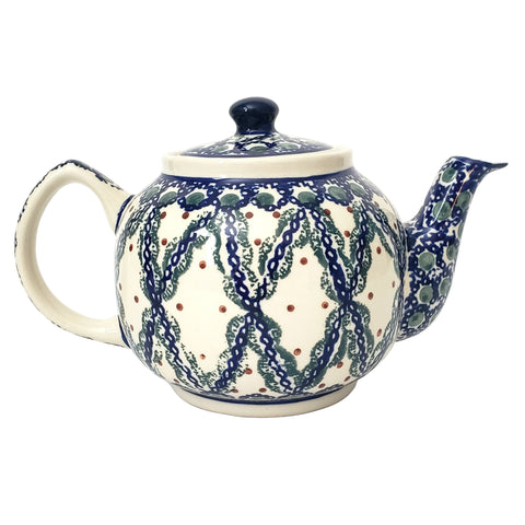 Boleslawiec Stoneware Tea Pot Hand-Decorated Polish Pottery 4 Cups