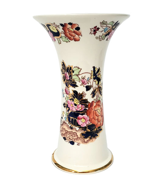 Antique Mason's Ironstone Mandarin Trumpet Vase Flared Mouth  8" England