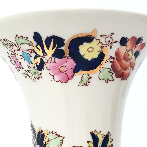 Antique Mason's Ironstone Mandarin Trumpet Vase Flared Mouth  8" England