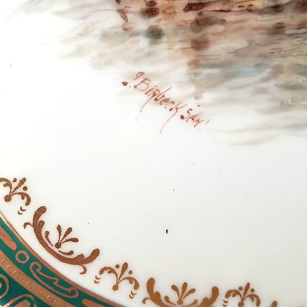 Antique Hand Painted Cabinet Plate Mallard Ducks Cauldon England Signed J. Birbeck Snr