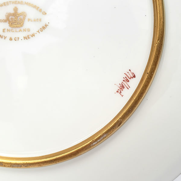 Antique Hand Painted Cabinet Plate Mallard Ducks Cauldon England Signed J. Birbeck Snr