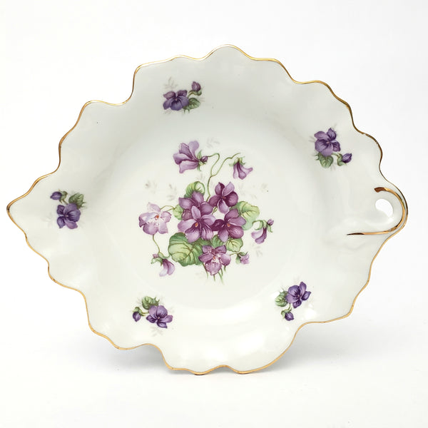 Vintage Porcelain Creamer Open Sugar & Snack Plate Purple Violets by Schumann Germany