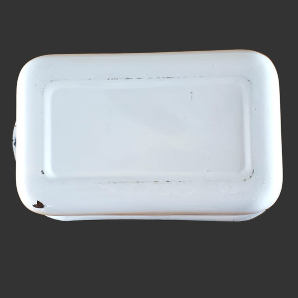 Vintage White Enamelware Steel Storage Bin with Lid by ARMCO Ingot Iron Middletown, Ohio