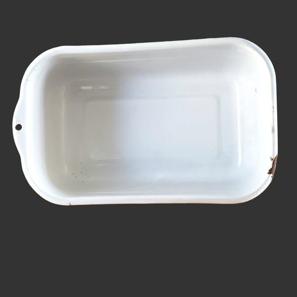 Vintage White Enamelware Steel Storage Bin with Lid by ARMCO Ingot Iron Middletown, Ohio