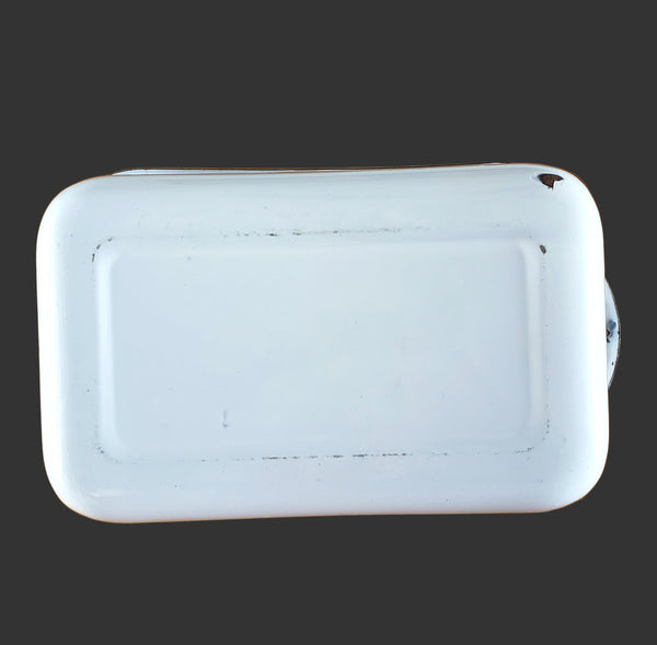 Vintage White Enamelware Steel Storage Bin with Lid by ARMCO Ingot Iron Middletown, Ohio