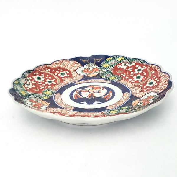 Antique Japanese Imari Porcelain Cabinet Plate Bird Flowers Geometric Designs 8 1/2"