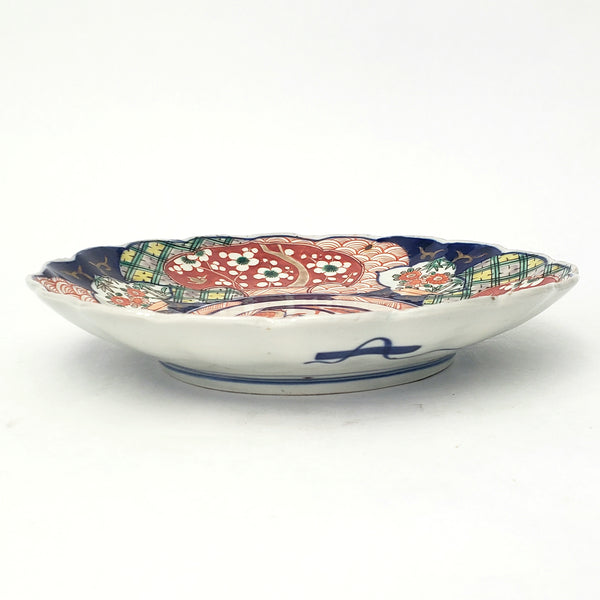 Antique Japanese Imari Porcelain Cabinet Plate Bird Flowers Geometric Designs 8 1/2"