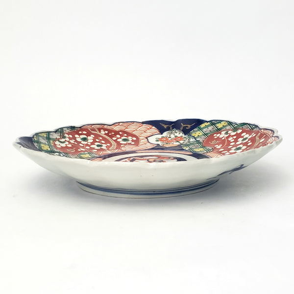 Antique Japanese Imari Porcelain Cabinet Plate Bird Flowers Geometric Designs 8 1/2"