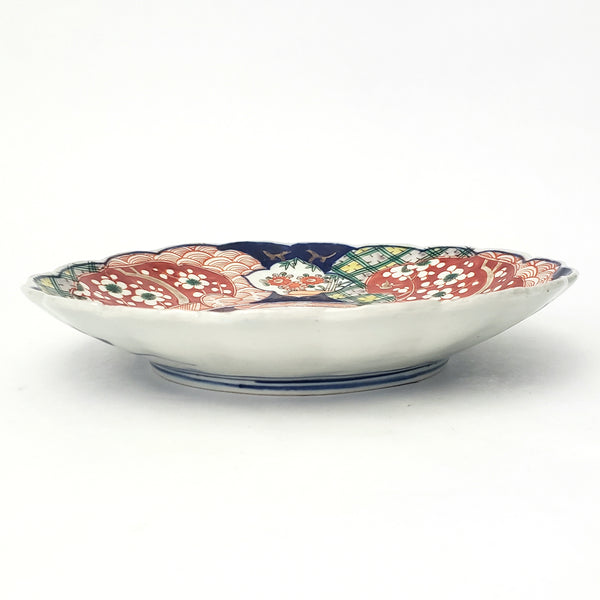Antique Japanese Imari Porcelain Cabinet Plate Bird Flowers Geometric Designs 8 1/2"