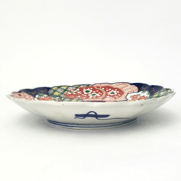 Antique Japanese Imari Porcelain Cabinet Plate Bird Flowers Geometric Designs 8 1/2"
