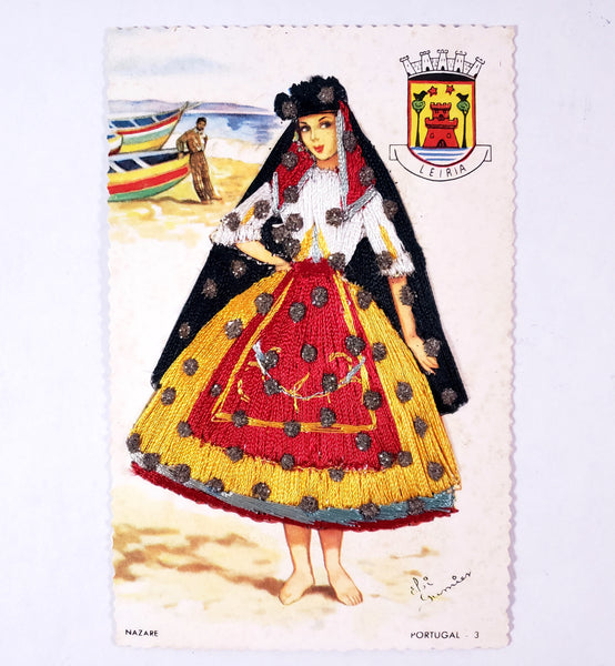 Vintage Hand Embroidered Postcards Portugal Spain Collection of 6