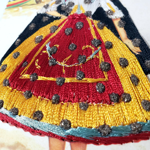 Vintage Hand Embroidered Postcards Portugal Spain Collection of 6