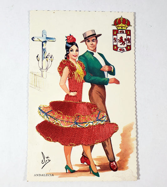 Vintage Hand Embroidered Postcards Portugal Spain Collection of 6