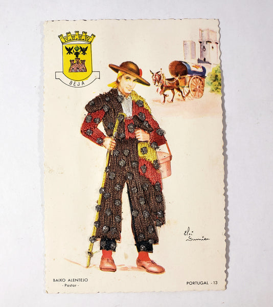 Vintage Hand Embroidered Postcards Portugal Spain Collection of 6