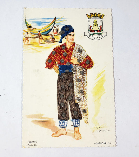 Vintage Hand Embroidered Postcards Portugal Spain Collection of 6