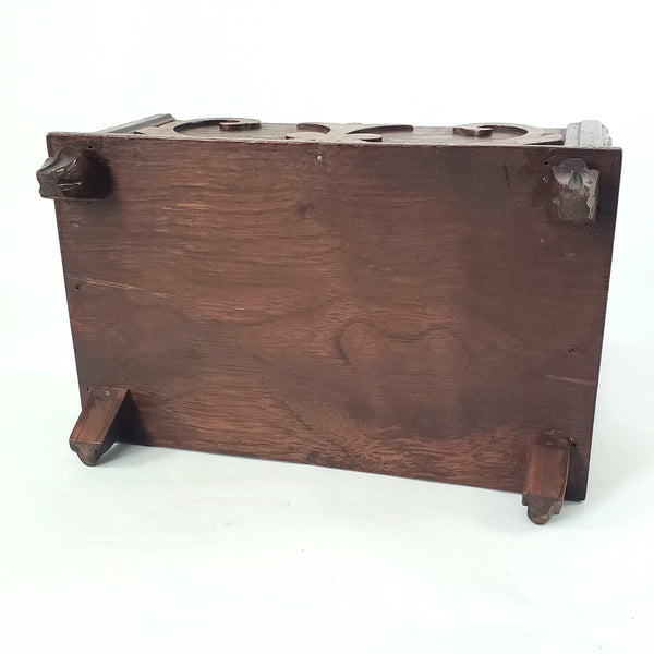 Vintage Wooden Keepsake Chest Box Hinged Lid with Decorative Onlay