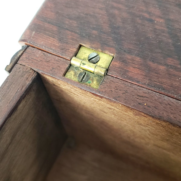 Vintage Wooden Keepsake Chest Box Hinged Lid with Decorative Onlay