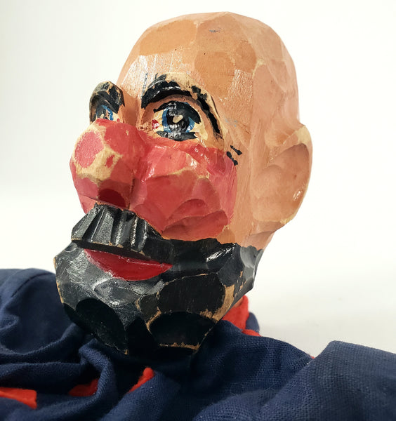 Vintage Hand Carved Wooden German Hand Puppets Two Bearded German Men 1920s-1930s