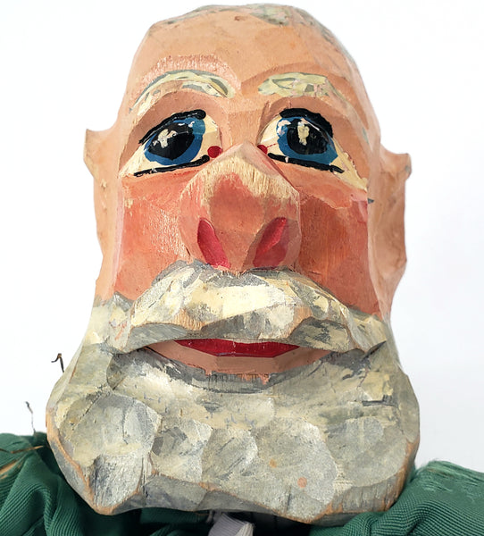Vintage Hand Carved Wooden German Hand Puppets Two Bearded German Men 1920s-1930s