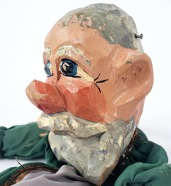 Vintage Hand Carved Wooden German Hand Puppets Two Bearded German Men 1920s-1930s