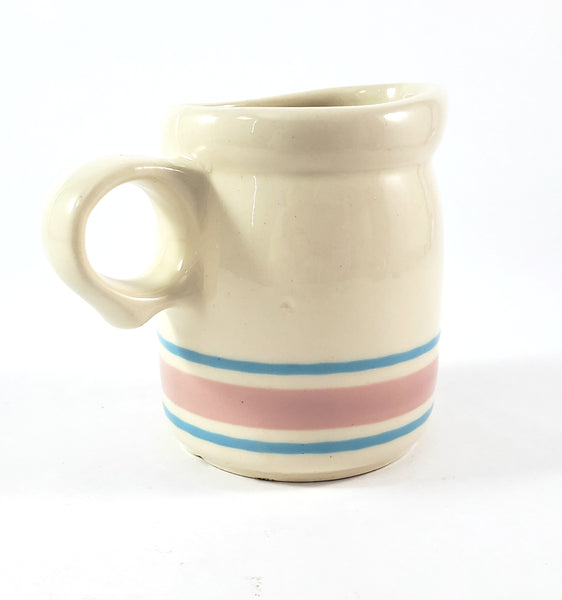 McCoy Creamer Pink and Blue Bands Stone Craft USA 8 oz.