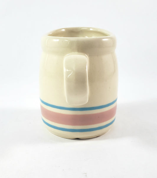 McCoy Creamer Pink and Blue Bands Stone Craft USA 8 oz.
