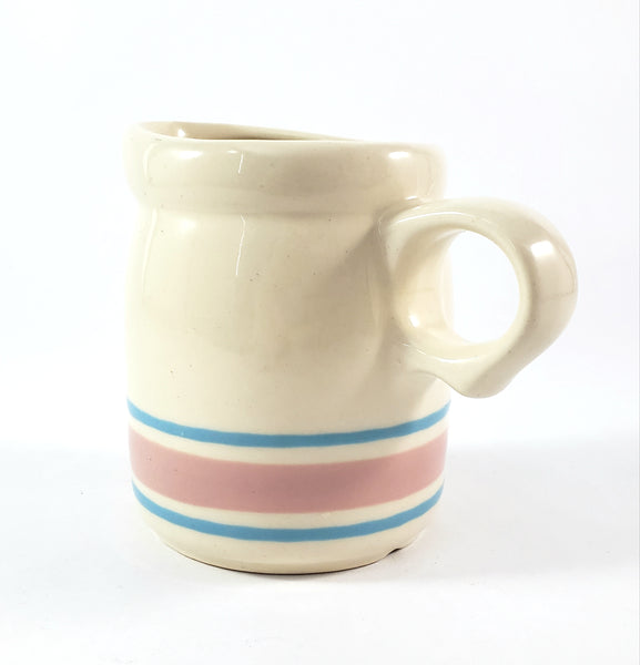 McCoy Creamer Pink and Blue Bands Stone Craft USA 8 oz.