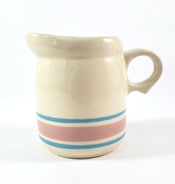 McCoy Creamer Pink and Blue Bands Stone Craft USA 8 oz.
