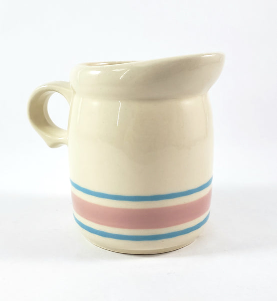 McCoy Creamer Pink and Blue Bands Stone Craft USA 8 oz.
