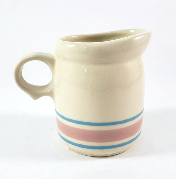 McCoy Creamer Pink and Blue Bands Stone Craft USA 8 oz.