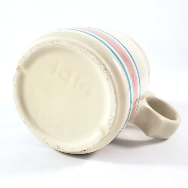 McCoy Creamer Pink and Blue Bands Stone Craft USA 8 oz.
