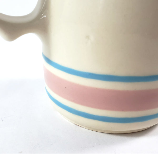 McCoy Creamer Pink and Blue Bands Stone Craft USA 8 oz.