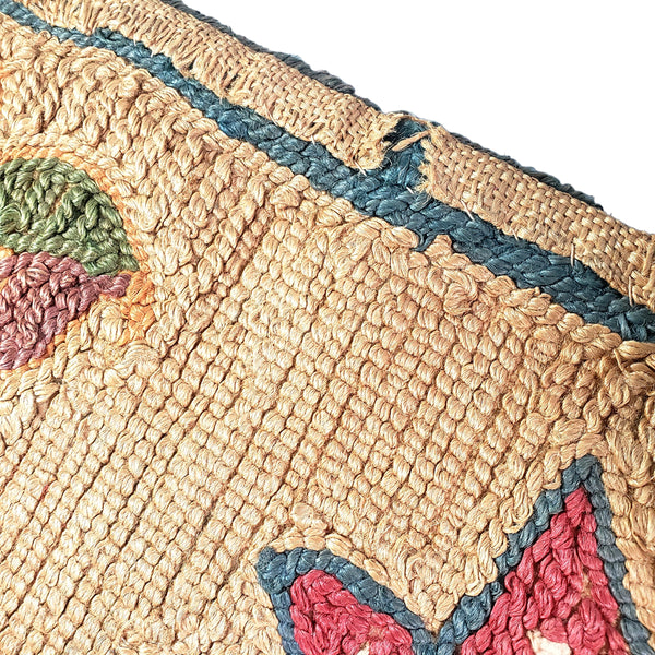Vintage Hand Hooked Rug Pink & Green Floral Pointed Oval 37 x 19
