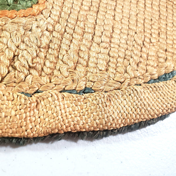 Vintage Hand Hooked Rug Pink & Green Floral Pointed Oval 37 x 19