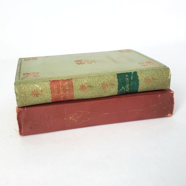 The Sketch Book by Washington Irving Collection of 2 Decorative Red & Green Covers