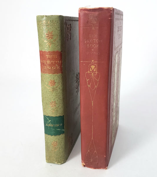 The Sketch Book by Washington Irving Collection of 2 Decorative Red & Green Covers
