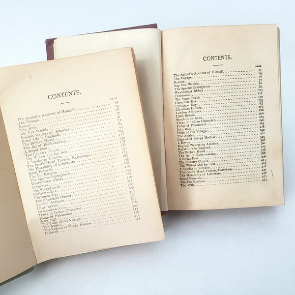 The Sketch Book by Washington Irving Collection of 2 Decorative Red & Green Covers