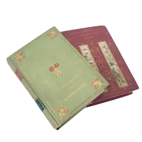 The Sketch Book by Washington Irving Collection of 2 Decorative Red & Green Covers