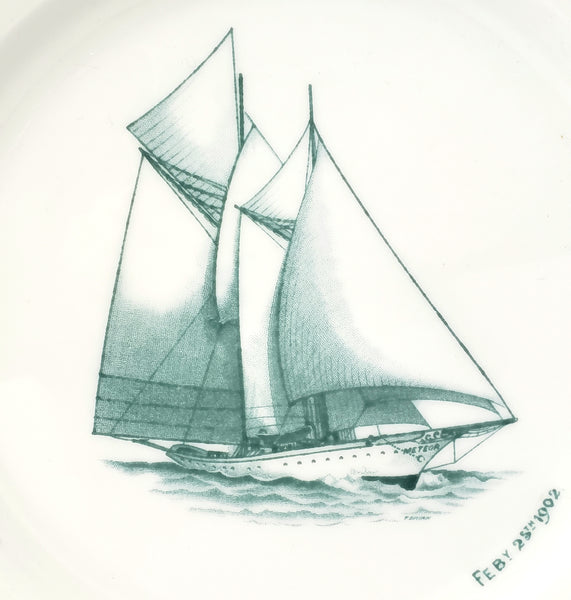 Historical 1902 Schooner Yacht METEOR Souvenir Plate Syracuse China New York