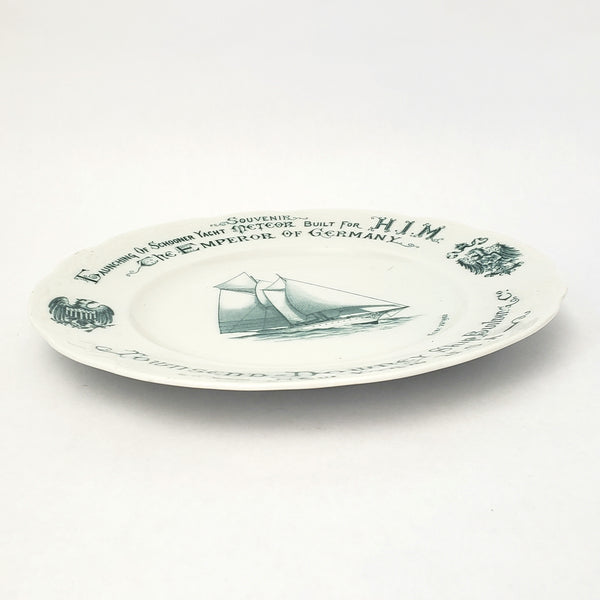 Historical 1902 Schooner Yacht METEOR Souvenir Plate Syracuse China New York