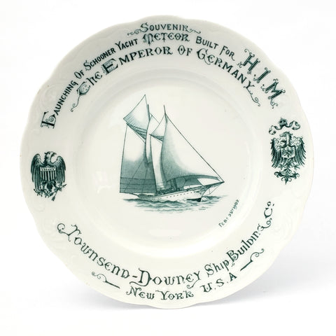 Historical 1902 Schooner Yacht METEOR Souvenir Plate Syracuse China New York