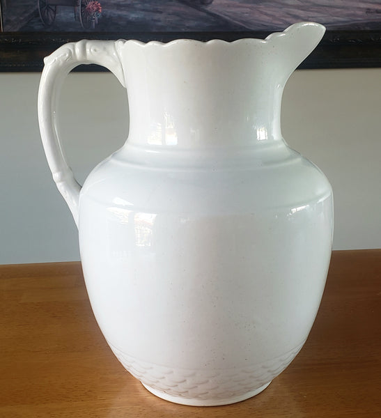 Large 19th Century White Opaque Porcelain Pitcher 1.5 Gallon by Bridgwood & Son England
