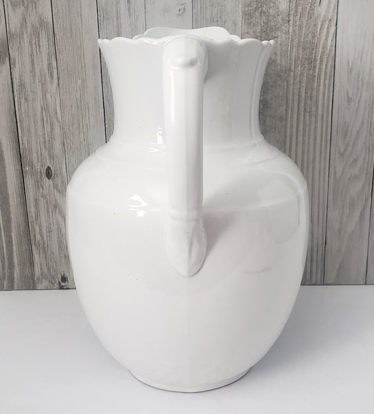 Large 19th Century White Opaque Porcelain Pitcher 1.5 Gallon by Bridgwood & Son England