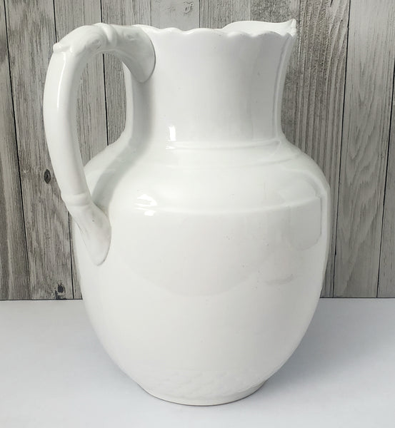 Large 19th Century White Opaque Porcelain Pitcher 1.5 Gallon by Bridgwood & Son England