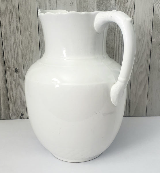 Large 19th Century White Opaque Porcelain Pitcher 1.5 Gallon by Bridgwood & Son England