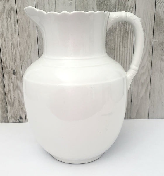 Large 19th Century White Opaque Porcelain Pitcher 1.5 Gallon by Bridgwood & Son England